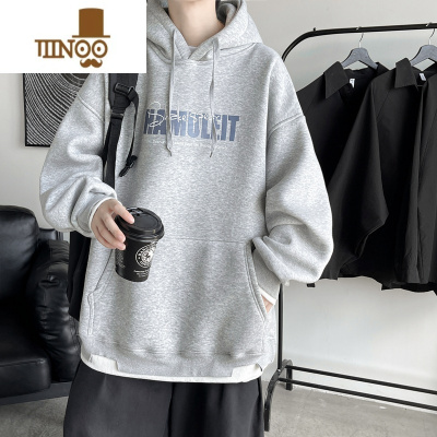 YANXU秋季字母印花oversize连帽卫衣男生ins情侣潮流百搭宽松外套