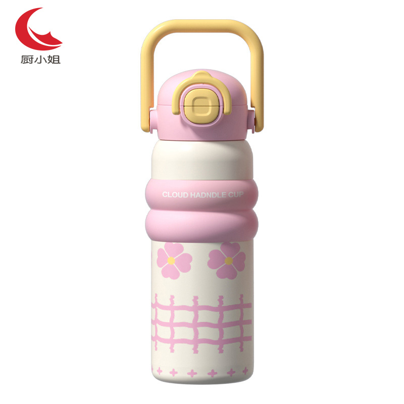 厨小姐316不锈钢大容量高颜值吸管卡通儿童保温杯 600ml CXJ-ET2002/个