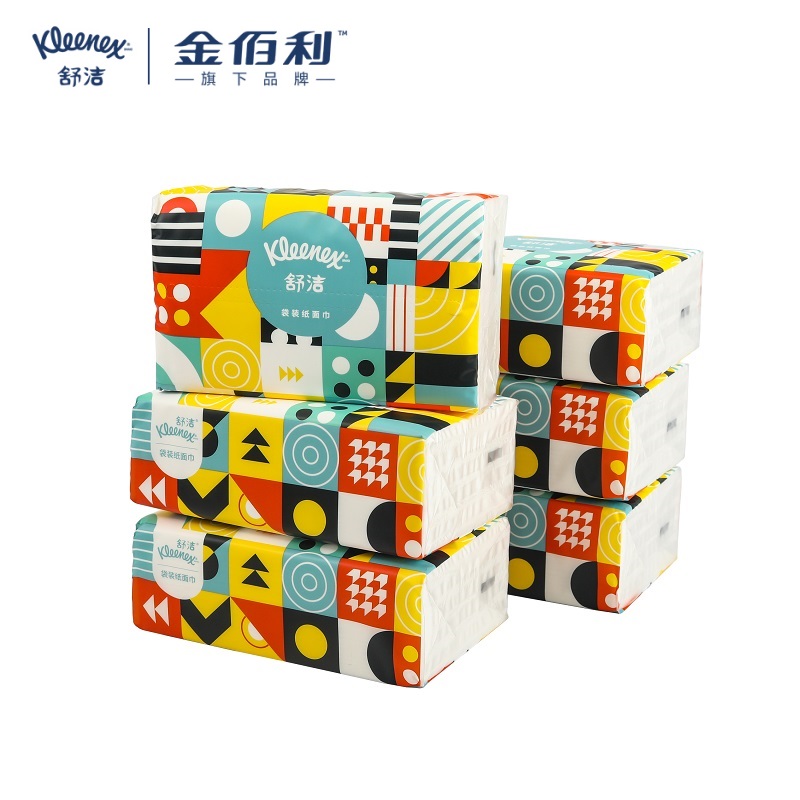 舒洁袋装纸面巾 3层 130抽×6包 柔软亲肤抽纸 94669