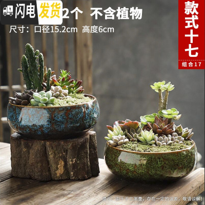 三维工匠多肉花盆陶瓷简约粗陶透气室内大口径肉肉植物创意小花盆 款式十七 中等花盆容器