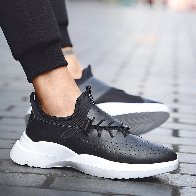 白鞋春季休闲皮鞋白色系带板鞋男鞋夏天透气夏季休闲潮鞋小黑鞋男