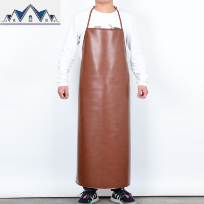 特长防水围裙水产专用工作耐磨护腰家用防油厨房免洗皮革围腰加长 三维工匠