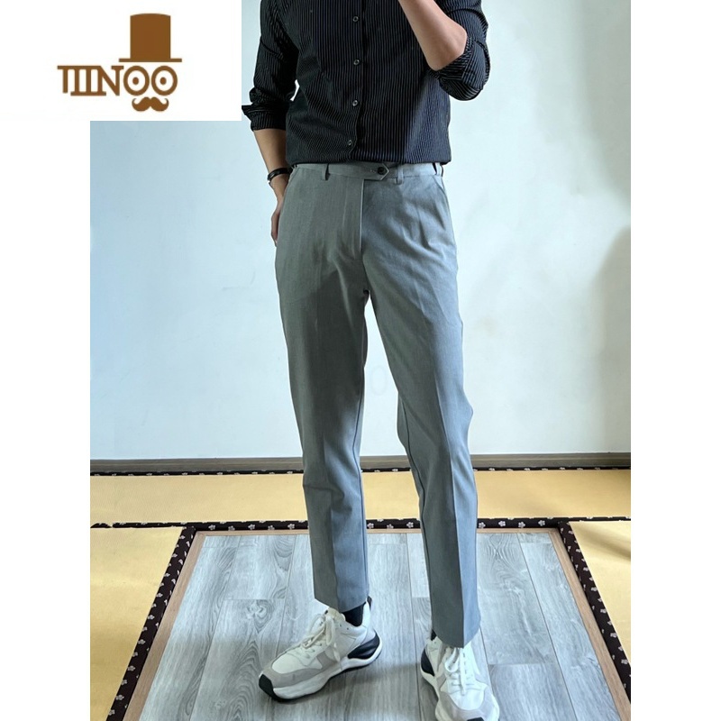 YANXU乌素mirror 设计感弹力松紧腰休闲正装商务修身小脚西裤锥形裤男