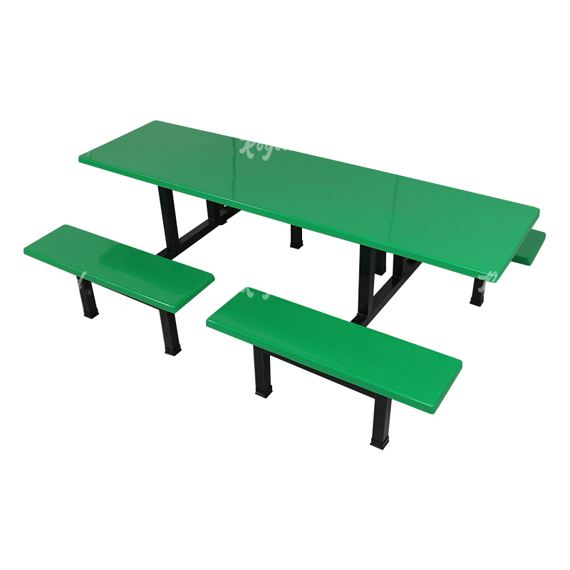 洛诗莲 LSL4040857玻璃钢连体餐桌椅组合8人位钢架条凳款