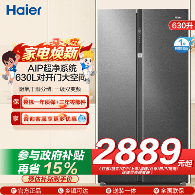 海尔(Haier)630升对开门超薄嵌入海尔冰箱 AIP超净系统 阻氧干湿分储 BCD-630WGHSS95S9U1