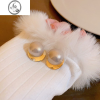 JiMi大珍珠耳钉时尚法式耳环设计感小众高级轻奢气质金色耳饰2023新款