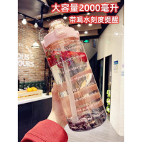 大容量水杯耐高温水壶吨吨桶带吸管刻度2000ML女生ins高颜值水杯