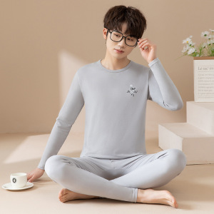 青少年秋衣秋裤纯棉薄款初高中生男士保暖内衣套装学生棉毛衫