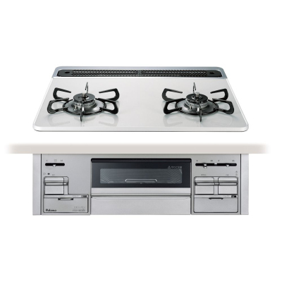 日本原装进口PALOMA百乐满燃气灶嵌入式SISTO系列60厘米银色玻璃台面 PD-200WS-60CV-13A天然气