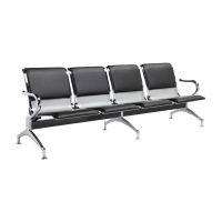 迅众 四人位连排椅PU皮垫 办公家具机场椅长排椅连排椅银行医院等候椅休闲公共座椅