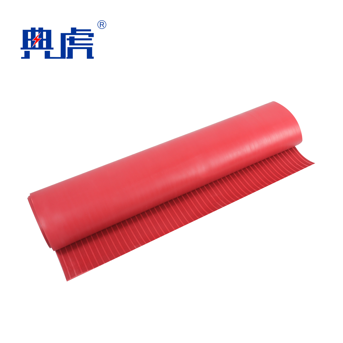 典虎 绝缘橡胶垫 红色条纹10mm*1m*10m 卷