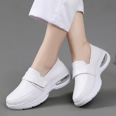 护士鞋女真皮透气2026春夏软底不累脚医护气垫厚底舒适工作小白鞋