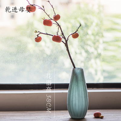 新品直营-仿真果树柿子枝如意花家居软装饰摆件插花桌面柿子+磨砂瓶套装
