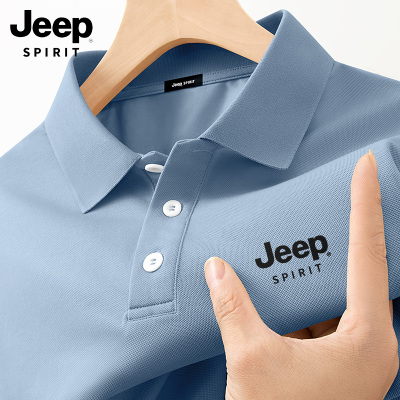 吉普JEEP SPIRIT桑蚕丝polo衫男夏季大码爸爸男士父亲爸爸短袖夏R