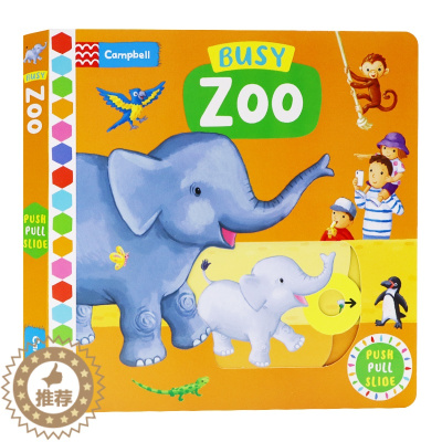 [醉染正版]进口英文原版正版 Busy Zoo 忙碌的动物园 幼儿童英语启蒙益智游戏绘本图画书 机关操作纸板玩具书 亲子