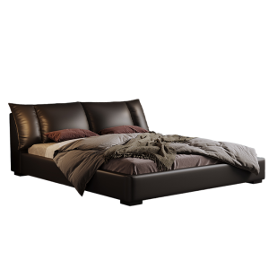 苏宁家装真皮大床轻奢头层牛皮床客厅主卧极简-卡尔适星耀