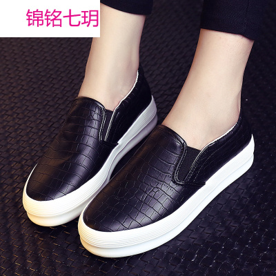 秋季韩版乐福鞋女一脚蹬懒人鞋女厚底休闲鞋潮小白鞋女批发