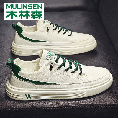 木林森男鞋2021年新款夏季透气休闲百搭板鞋青年小白皮鞋防臭潮鞋