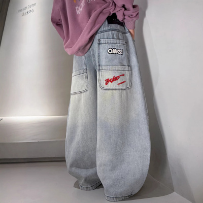 男童直筒裤子炸街2026春秋新款大童装春装裤儿童牛仔裤阔腿潮_862