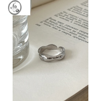 JiMiS925银银戒指女设计小众星芒锆石极简几何戒指个性时尚双层尾戒