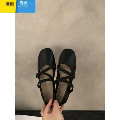 聚范平底玛丽珍复古红色单鞋女鞋子2024新款夏季百搭晚晚风温柔豆豆鞋