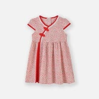 [1件3.5折价:44.1元]铅笔俱乐部2025夏装新款女小童连衣裙儿童国风印花裙子宝宝连身裙
