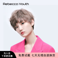 瑞贝卡真发假发女短发短直发时尚帅气灰色造型齐斜刘