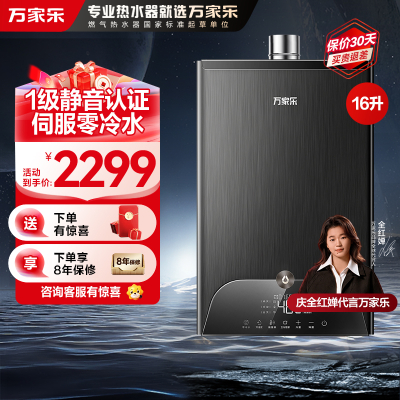 万家乐安睡洗 燃气热水器16升一级轻音零冷水智慧伺服恒温家用防冻wifi智控天然气JSQ30-16RL10