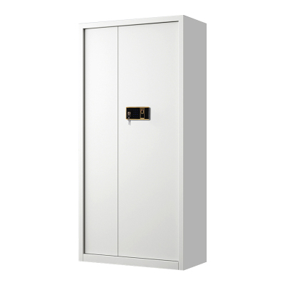 汉诺鑫威指纹电子保密柜钢制密码文件柜档案柜矮柜保密资料柜办公柜通门白色:钥匙指纹锁