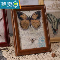 敬平复古相框摆台怀旧现代轻奢5 6 7寸画框七寸桌面A4美式小摆件定制 胡桃色 6寸[内框10.2*15.2厘米]摆挂