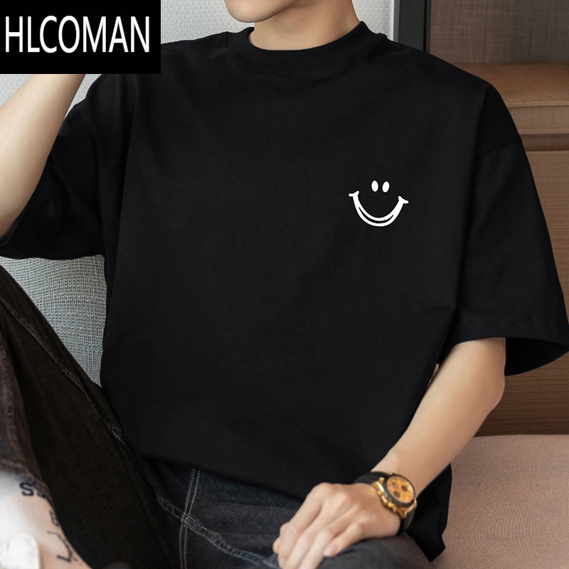 HLCOMAN260g短袖t恤男潮牌圆领上衣服夏季宽松半袖美式体恤
