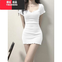 YIBUSHENG辣妹性感短袖T恤连衣裙女季小个子纯欲包臀短裙风情万种的裙子