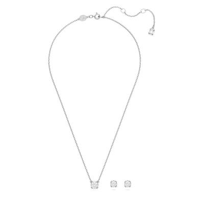 施华洛世奇(SWAROVSKI)经典永流传Swarovski白锆石镶钻镀铑项链耳