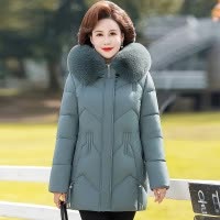 年新款中老年棉服女款中年码妈妈装棉袄冬季连帽外套棉袄