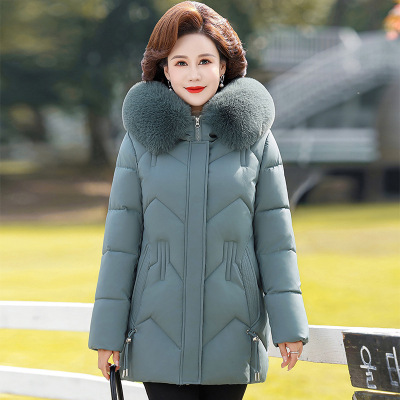 年新款中老年棉服女款中年码妈妈装棉袄冬季连帽外套棉袄
