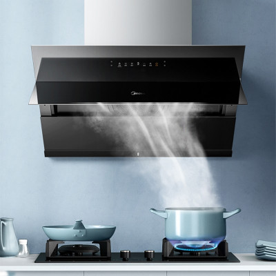 美的（Midea）家用21大吸力侧吸式智能自动开合自清洗抽油烟机燃气灶具套餐近吸式烟灶套装烟灶热厨房三件套（搭配12L