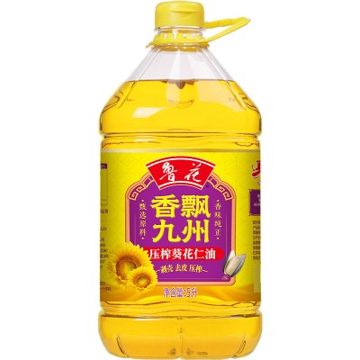 鲁花剥壳去皮压榨浓香香飘九州压榨葵花仁油 5L*1桶