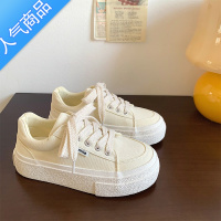 SUNTEK2023春季新款小众设计感帆布鞋子女学生ins潮百搭港风休闲小白鞋