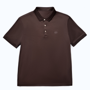 尘界咖啡色纯棉修身短袖Polo衫男2025年夏新款翻领T恤