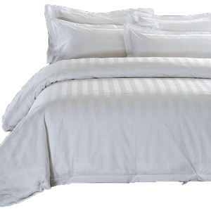 豆恒实(DHS)1.5米床40支全棉缎条白色三件套 ZY-SJT11/套