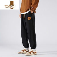 YANXU小熊运动裤子男ins薄款卫裤潮牌宽松刺绣大码束脚休闲长裤