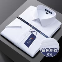 啄木鸟白色男士短袖衬衫夏季免烫商务长袖秋季伴郎服工装爸爸衬衣
