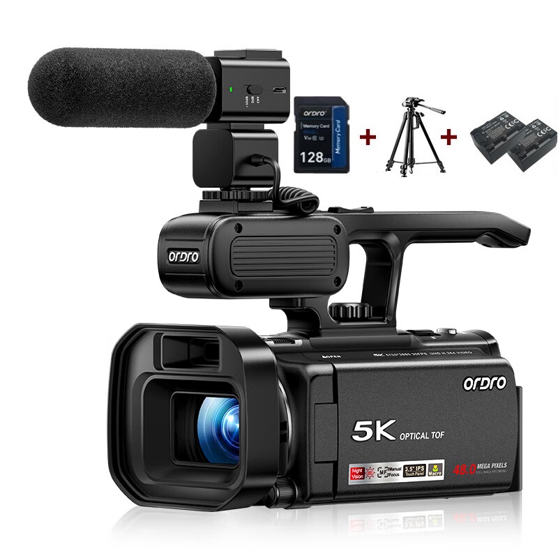 欧达(ORDRO)豪华版5K超高清专业直播录像机12倍光学变焦 会议vlog短视频家用DV录摄一体摄像机 XV80