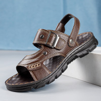 凉鞋男真皮夏季拖鞋新款头层牛皮男士休闲沙滩鞋爸爸鞋子