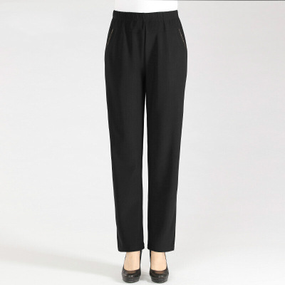 迪鲁奥(DILUAO)妈妈裤子薄款秋季休闲长裤常规弹力松紧高腰中老年人女裤秋冬