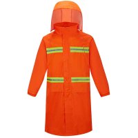 雨衣长款橙色 全身连体 劳保物业 园林环卫保洁救援 户外反光防水服