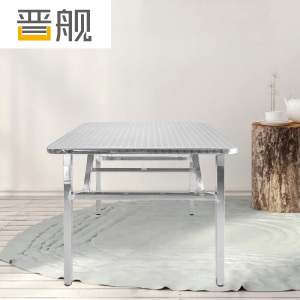 晋舰不锈钢餐桌圆台烧烤夜宵大排档餐桌农村摆地摊圆形桌 0.8米方桌