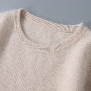 男装圆领套头毛衣貂绒羊毛混纺针织衫套头大码修身打底