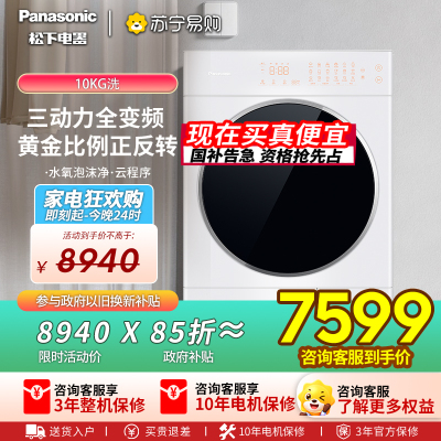 松下(Panasonic)[吴磊同款]白月光Queen女王款 10kg变频热泵烘干机 家用干衣机 全变频NH-X1FR6