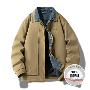恩步冬季羽绒服男时尚休闲短款翻领加厚保暖假两件羽绒服外套